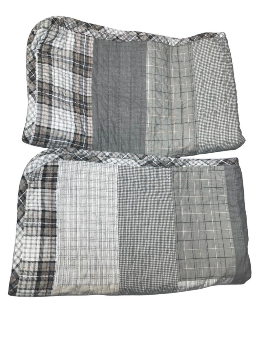 Eddie Bauer Fairview Gray Plaid Gingham Patchwork King Size Pillow Sham Set of 2